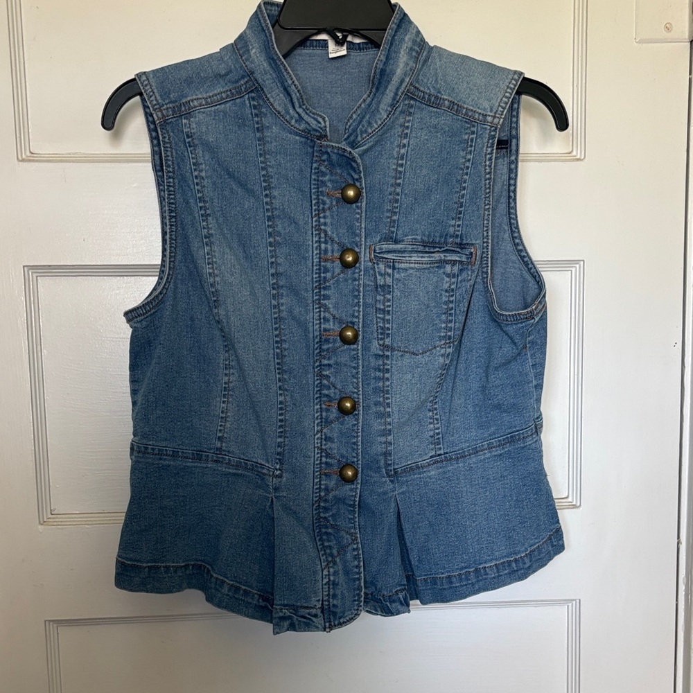 EST. 1946 Sleeveless Denim Peplum Vest - Blue Size M